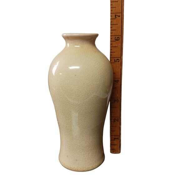 Beige Pottery Vase Rustic Art Deco Distressed 6" Vintage Decor 🌾 - Picture 9 of 14